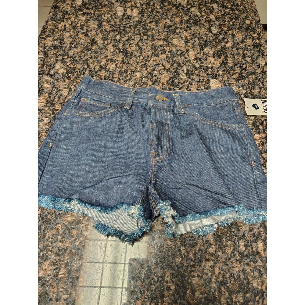 The Denim Factory Womens High Waisted Cut Off Denim Shorts Dark Wash Size 32